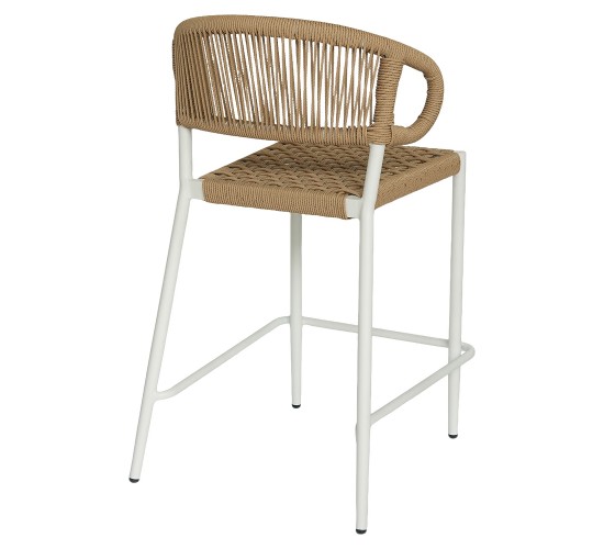 Σκαμπό Bar ArteLibre CEBU Λευκό/Φυσικό Αλουμίνιο/Rattan 60x60x99cm