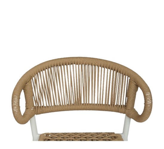 Σκαμπό Bar ArteLibre CEBU Λευκό/Φυσικό Αλουμίνιο/Rattan 60x60x99cm