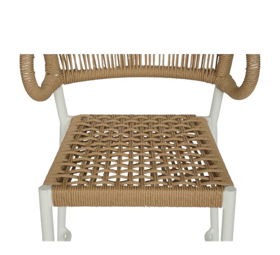 Σκαμπό Bar ArteLibre CEBU Λευκό/Φυσικό Αλουμίνιο/Rattan 60x60x99cm