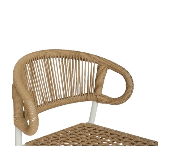 Σκαμπό Bar ArteLibre CEBU Λευκό/Φυσικό Αλουμίνιο/Rattan 60x60x99cm