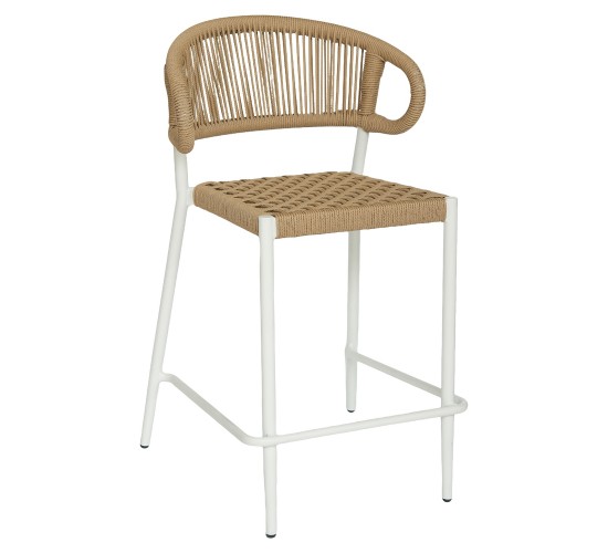 Σκαμπό Bar ArteLibre CEBU Λευκό/Φυσικό Αλουμίνιο/Rattan 60x60x99cm