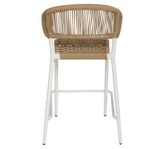 Σκαμπό Bar ArteLibre CEBU Λευκό/Φυσικό Αλουμίνιο/Rattan 60x60x99cm