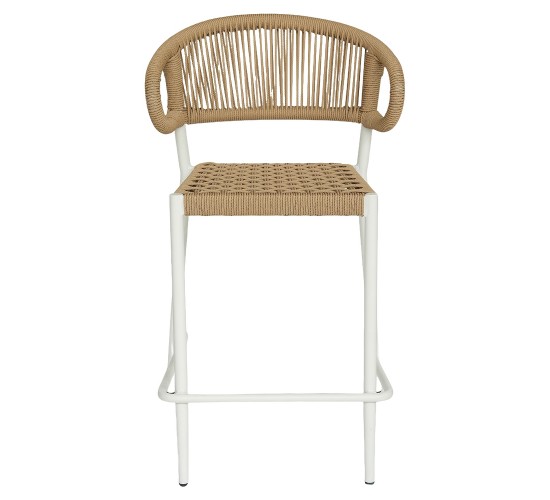 Σκαμπό Bar ArteLibre CEBU Λευκό/Φυσικό Αλουμίνιο/Rattan 60x60x99cm