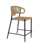 Σκαμπό Bar ArteLibre CEBU Μαύρο/Φυσικό Αλουμίνιο/Rattan 60x60x99cm