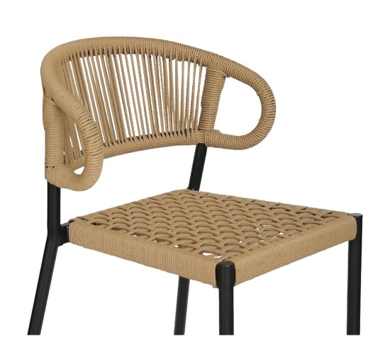 Σκαμπό Bar ArteLibre CEBU Μαύρο/Φυσικό Αλουμίνιο/Rattan 60x60x99cm
