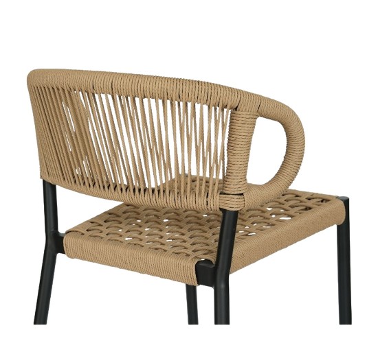 Σκαμπό Bar ArteLibre CEBU Μαύρο/Φυσικό Αλουμίνιο/Rattan 60x60x99cm