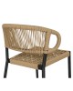 Σκαμπό Bar ArteLibre CEBU Μαύρο/Φυσικό Αλουμίνιο/Rattan 60x60x99cm