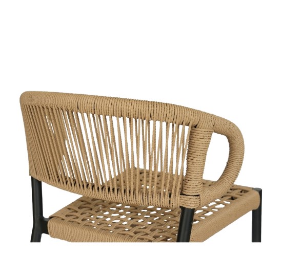 Σκαμπό Bar ArteLibre CEBU Μαύρο/Φυσικό Αλουμίνιο/Rattan 60x60x99cm