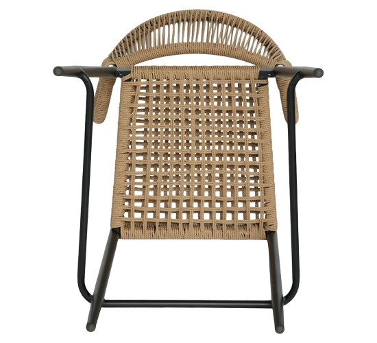Σκαμπό Bar ArteLibre CEBU Μαύρο/Φυσικό Αλουμίνιο/Rattan 60x60x99cm