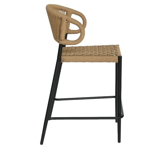 Σκαμπό Bar ArteLibre CEBU Μαύρο/Φυσικό Αλουμίνιο/Rattan 60x60x99cm