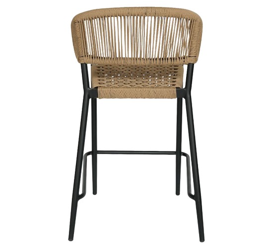 Σκαμπό Bar ArteLibre CEBU Μαύρο/Φυσικό Αλουμίνιο/Rattan 60x60x99cm
