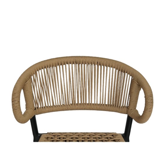 Σκαμπό Bar ArteLibre CEBU Μαύρο/Φυσικό Αλουμίνιο/Rattan 60x60x99cm