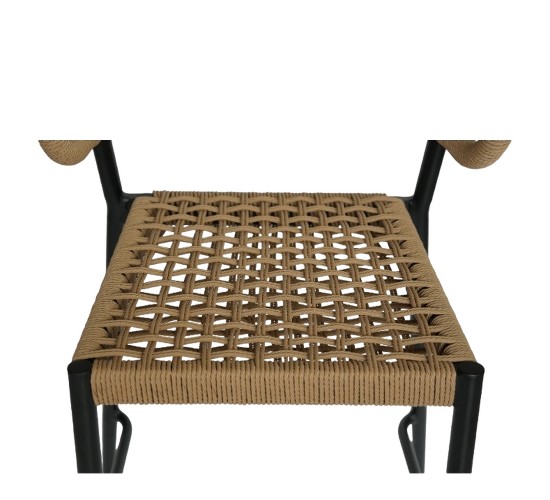 Σκαμπό Bar ArteLibre CEBU Μαύρο/Φυσικό Αλουμίνιο/Rattan 60x60x99cm