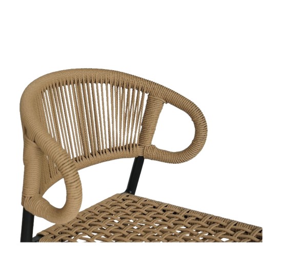 Σκαμπό Bar ArteLibre CEBU Μαύρο/Φυσικό Αλουμίνιο/Rattan 60x60x99cm