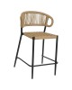 Σκαμπό Bar ArteLibre CEBU Μαύρο/Φυσικό Αλουμίνιο/Rattan 60x60x99cm
