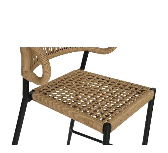 Σκαμπό Bar ArteLibre CEBU Μαύρο/Φυσικό Αλουμίνιο/Rattan 60x60x99cm