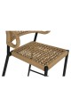 Σκαμπό Bar ArteLibre CEBU Μαύρο/Φυσικό Αλουμίνιο/Rattan 60x60x99cm