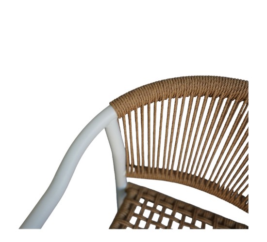 Πολυθρόνα Κήπου ArteLibre KINOSSA Λευκό/Φυσικό RATTAN Αλουμίνιο/Rattan 54x59x76cm