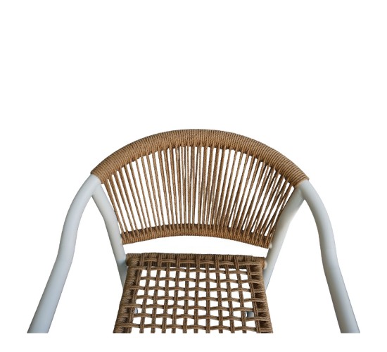 Πολυθρόνα Κήπου ArteLibre KINOSSA Λευκό/Φυσικό RATTAN Αλουμίνιο/Rattan 54x59x76cm