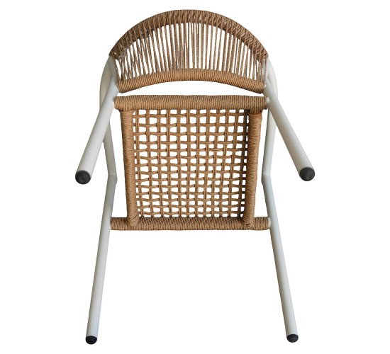 Πολυθρόνα Κήπου ArteLibre KINOSSA Λευκό/Φυσικό RATTAN Αλουμίνιο/Rattan 54x59x76cm