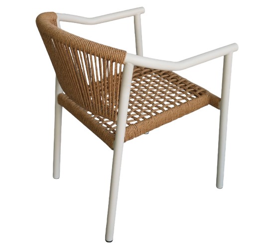 Πολυθρόνα Κήπου ArteLibre KINOSSA Λευκό/Φυσικό RATTAN Αλουμίνιο/Rattan 54x59x76cm
