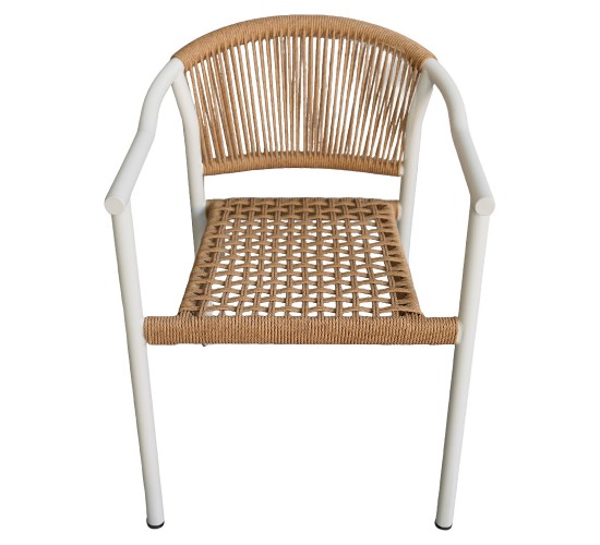 Πολυθρόνα Κήπου ArteLibre KINOSSA Λευκό/Φυσικό RATTAN Αλουμίνιο/Rattan 54x59x76cm