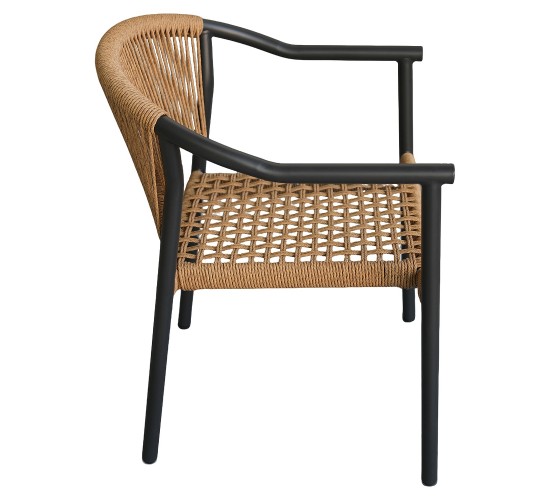 Πολυθρόνα Κήπου ArteLibre KINOSSA Ανθρακί/Φυσικό RATTAN Αλουμίνιο/Rattan 54x59x76cm