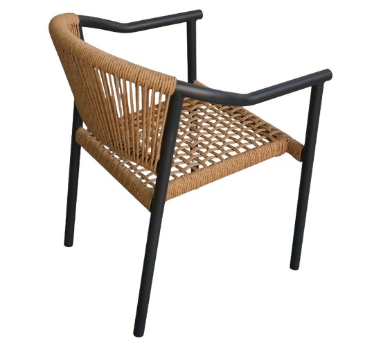 Πολυθρόνα Κήπου ArteLibre KINOSSA Ανθρακί/Φυσικό RATTAN Αλουμίνιο/Rattan 54x59x76cm