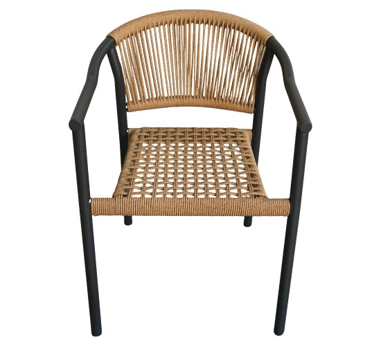 Πολυθρόνα Κήπου ArteLibre KINOSSA Ανθρακί/Φυσικό RATTAN Αλουμίνιο/Rattan 54x59x76cm