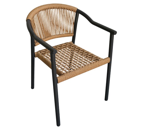 Πολυθρόνα Κήπου ArteLibre KINOSSA Ανθρακί/Φυσικό RATTAN Αλουμίνιο/Rattan 54x59x76cm