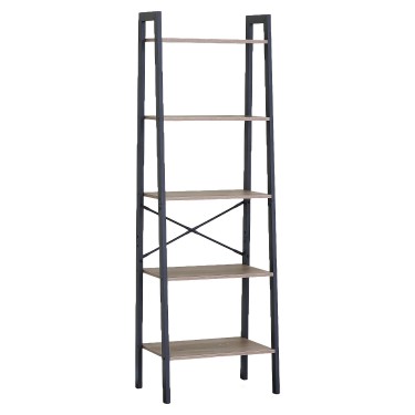 Ραφιέρα ArteLibre TARNOX Με 5 Ράφια Δρυς/Μαύρο MDF/Μέταλλο 56x37.8x172.2cm