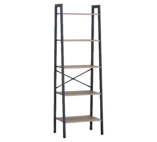 Ραφιέρα ArteLibre TARNOX Με 5 Ράφια Δρυς/Μαύρο MDF/Μέταλλο 56x37.8x172.2cm