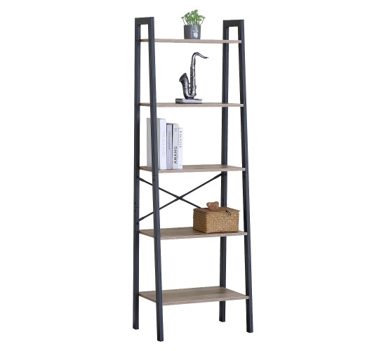 Ραφιέρα ArteLibre TARNOX Με 5 Ράφια Δρυς/Μαύρο MDF/Μέταλλο 56x37.8x172.2cm