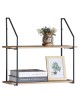 Ραφιέρα Τοίχου ArteLibre OLVAN Δρυς/Μαύρο MDF/Μέταλλο 65x20x52cm