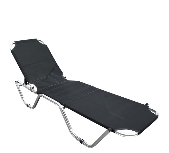 Ξαπλώστρα Παραλίας ArteLibre ADRENOX Μαύρο/Ασημί Αλουμίνιο/Textilene 195x60x30cm