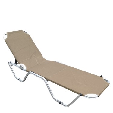 Ξαπλώστρα Παραλίας ArteLibre ADRENOX Μόκα/Ασημί Αλουμίνιο/Textilene 195x60x30cm