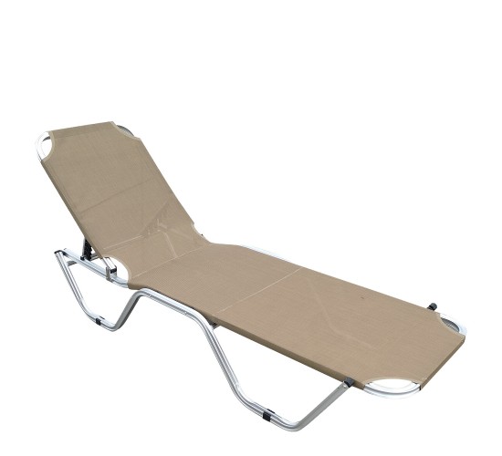 Ξαπλώστρα Παραλίας ArteLibre ADRENOX Μόκα/Ασημί Αλουμίνιο/Textilene 195x60x30cm