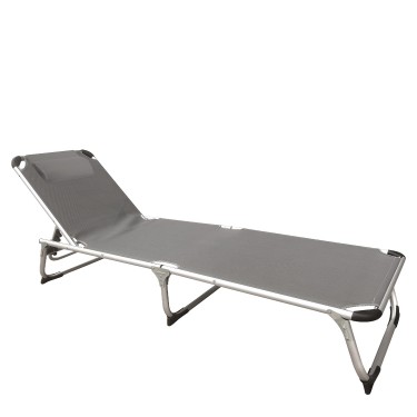 Ξαπλώστρα Παραλίας ArteLibre RENOA Γκρι/Ασημί Αλουμίνιο/Textilene 188x58x28/80cm