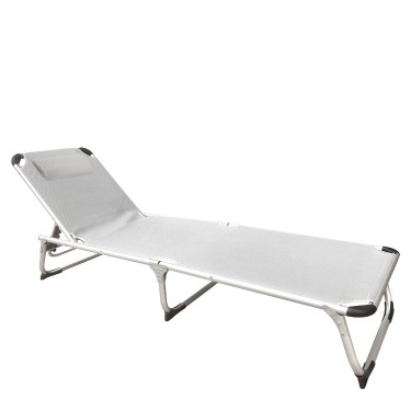 Ξαπλώστρα Παραλίας ArteLibre RENOA Λευκό/Ασημί Αλουμίνιο/Textilene 188x58x28/80cm