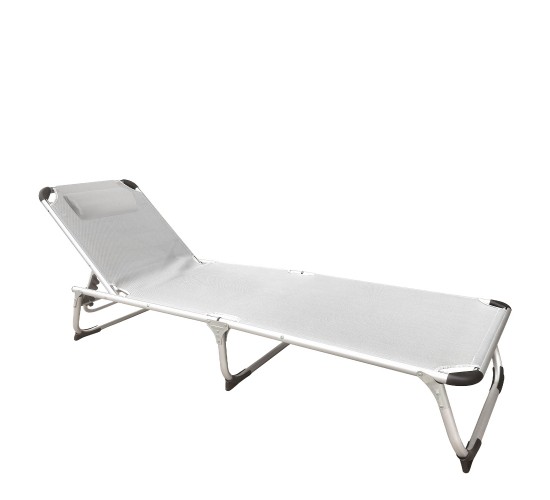 Ξαπλώστρα Παραλίας ArteLibre RENOA Λευκό/Ασημί Αλουμίνιο/Textilene 188x58x28/80cm