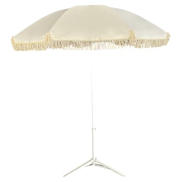 Ομπρέλα Παραλίας ArteLibre BOHERA Λευκό Μέταλλο/Μακραμέ Ύφασμα Φ180x200cm
