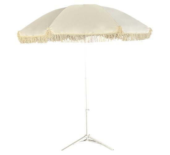 Ομπρέλα Παραλίας ArteLibre BOHERA Μπεζ/Λευκό Μέταλλο/Μακραμέ Ύφασμα Φ180x200cm