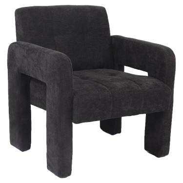 Πολυθρόνα ArteLibre VELORA Γκρι Σκούρο Ύφασμα/Ξύλο 75x68x69cm