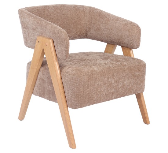 Πολυθρόνα ArteLibre BARTON Καφέ Ύφασμα/Ξύλο 74x67x66cm