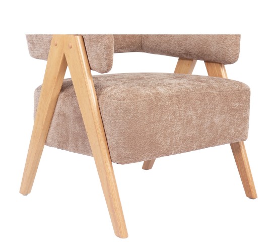 Πολυθρόνα ArteLibre BARTON Καφέ Ύφασμα/Ξύλο 74x67x66cm