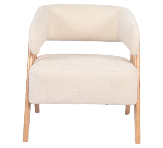 Πολυθρόνα ArteLibre BARTON Μπεζ Ύφασμα/Ξύλο 74x67x66cm