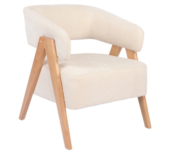 Πολυθρόνα ArteLibre BARTON Μπεζ Ύφασμα/Ξύλο 74x67x66cm