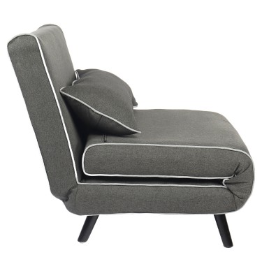 Πολυθρόνα Κρεβάτι ArteLibre CALISTA Γκρι/Γκρι Ανοιχτό Ύφασμα/Ξύλο/Μέταλλο 78x200x28cm