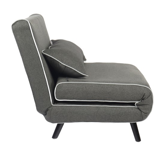 Κρεβάτι Ράντζο ArteLibre CALISTA Γκρι/Γκρι Ανοιχτό Ύφασμα/Ξύλο/Μέταλλο 78x200x28cm