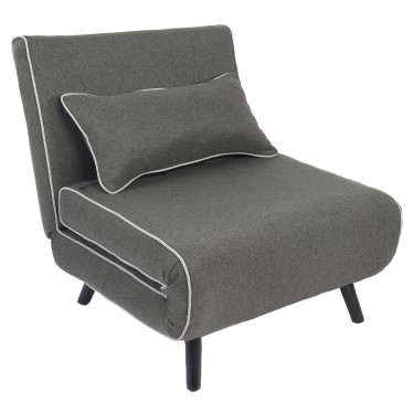 Πολυθρόνα Κρεβάτι ArteLibre CALISTA Γκρι/Γκρι Ανοιχτό Ύφασμα/Ξύλο/Μέταλλο 78x200x28cm